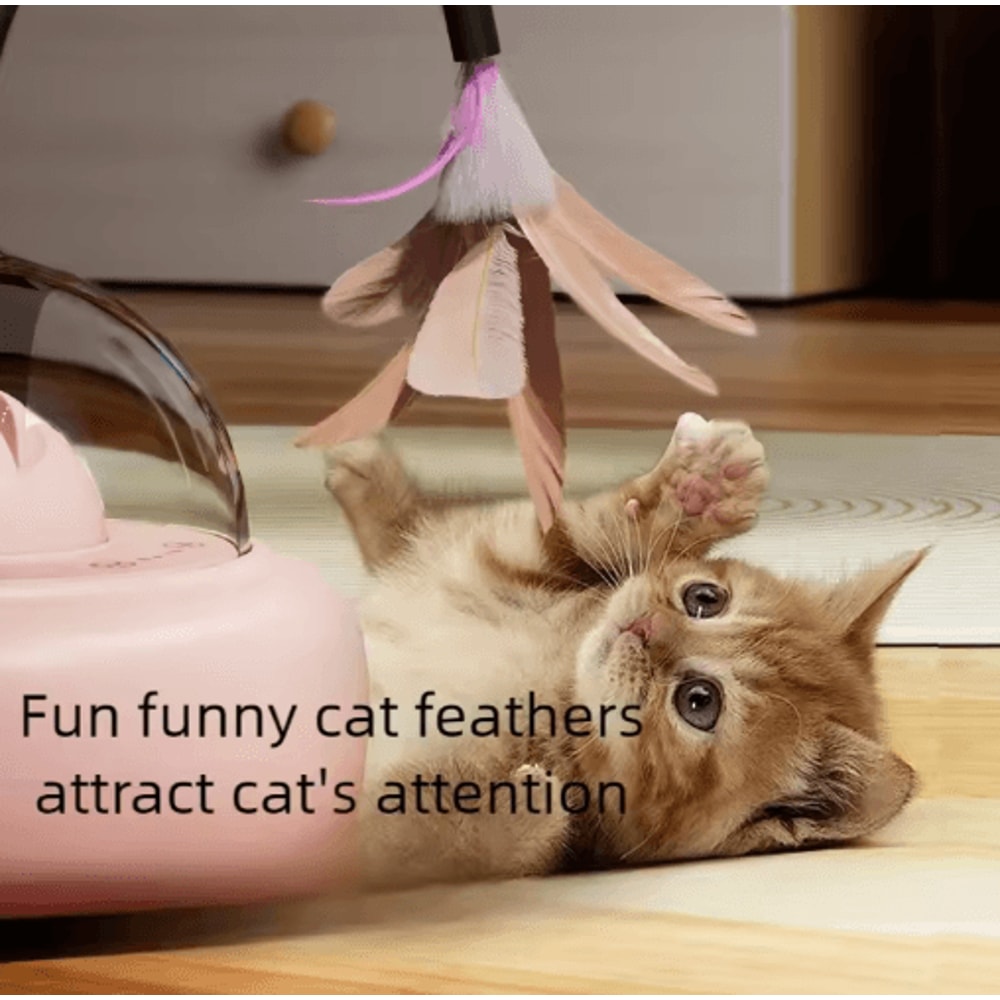 Smart UFO Electric Cat Teaser Toy Interactive Feather Wand With Bell For Cats 6