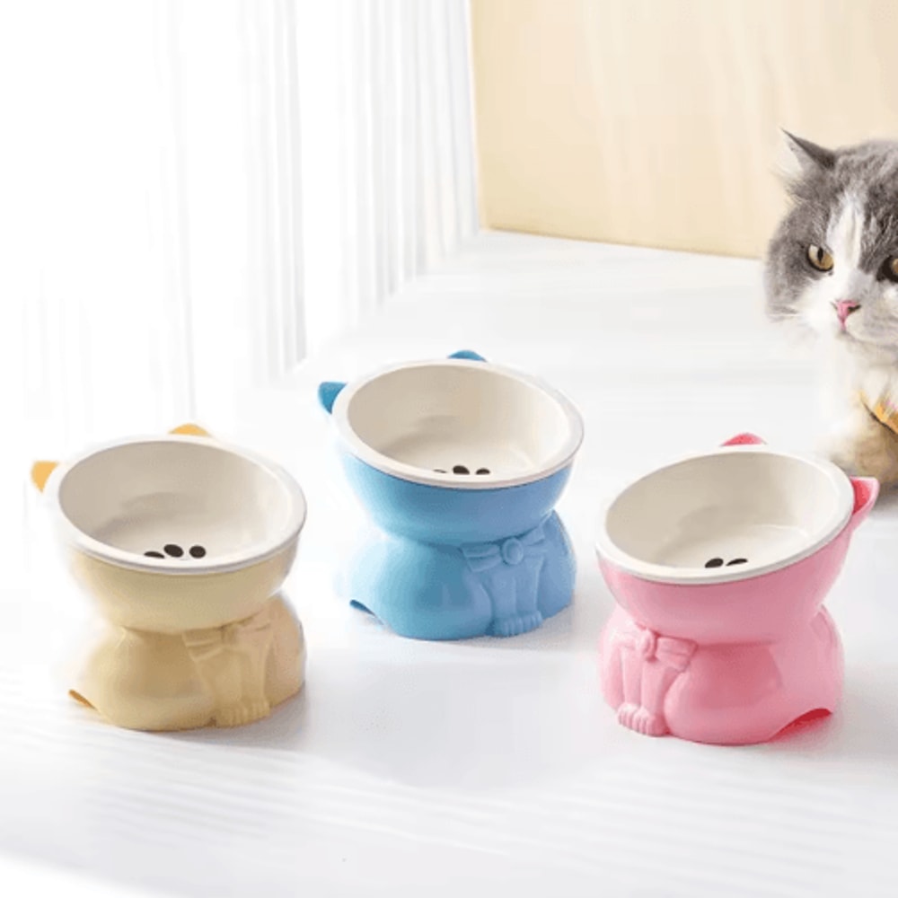 Creative Ceramic Cat Bowl Elevated Slanted Feeding Water Bowl For Cats And Small Dogs 7