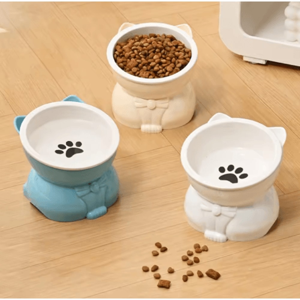 Creative Ceramic Cat Bowl Elevated Slanted Feeding Water Bowl For Cats And Small Dogs 8