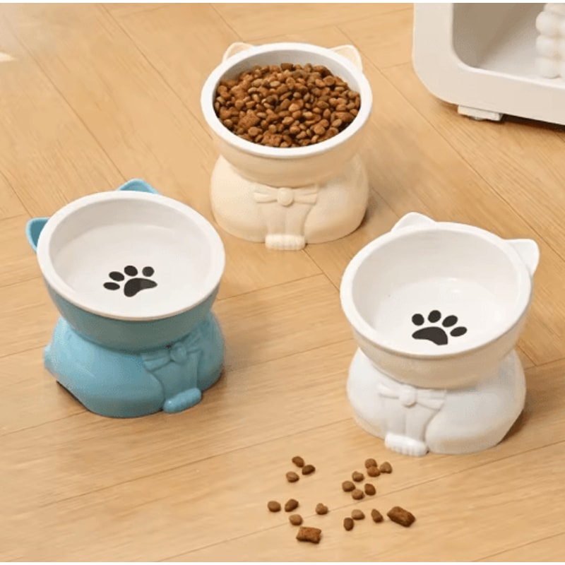 Creative Ceramic Cat Bowl Elevated Slanted Feeding Water Bowl For Cats And Small Dogs 8