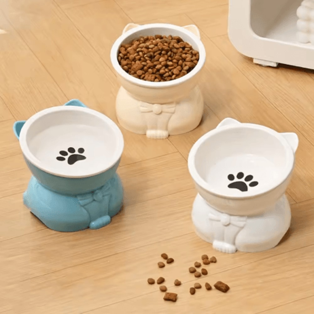 Creative Ceramic Cat Bowl Elevated Slanted Feeding Water Bowl For Cats And Small Dogs 0