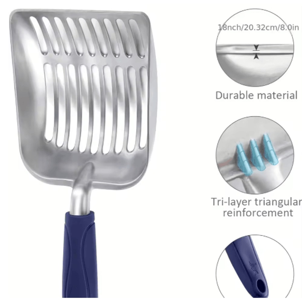 HeavyDuty Stainless Steel Cat Litter Scoop Long Handle Metal Sifter For Easy Cleaning 2