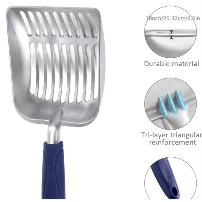 HeavyDuty Stainless Steel Cat Litter Scoop Long Handle Metal Sifter For Easy Cleaning 2