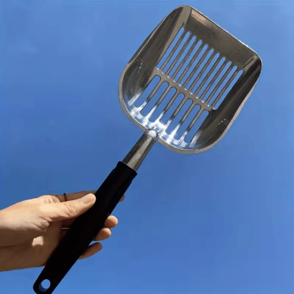 HeavyDuty Stainless Steel Cat Litter Scoop Long Handle Metal Sifter For Easy Cleaning 0