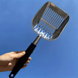 heavy-duty stainless steel cat litter scoop – long handle metal sifter for easy cleaning