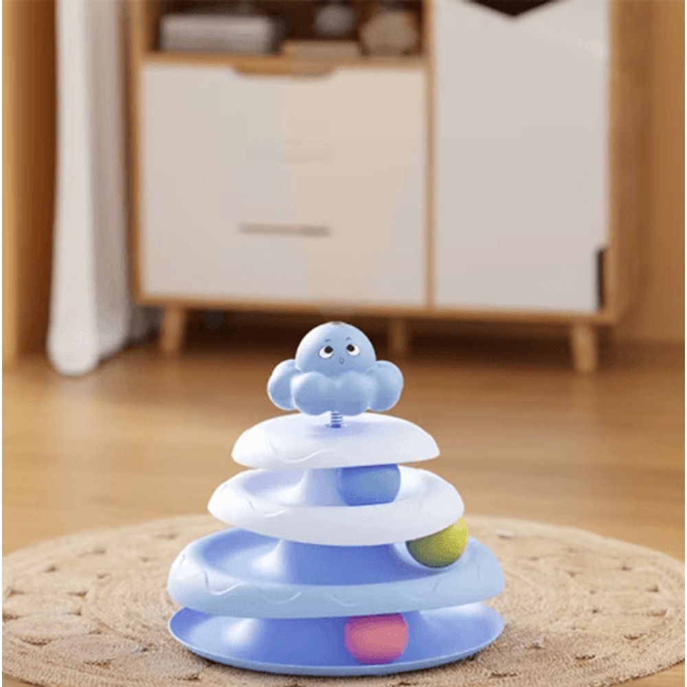 Octopus Cat Turntable Toy 3Layer Interactive Track Ball Puzzle With Teaser Wand 3