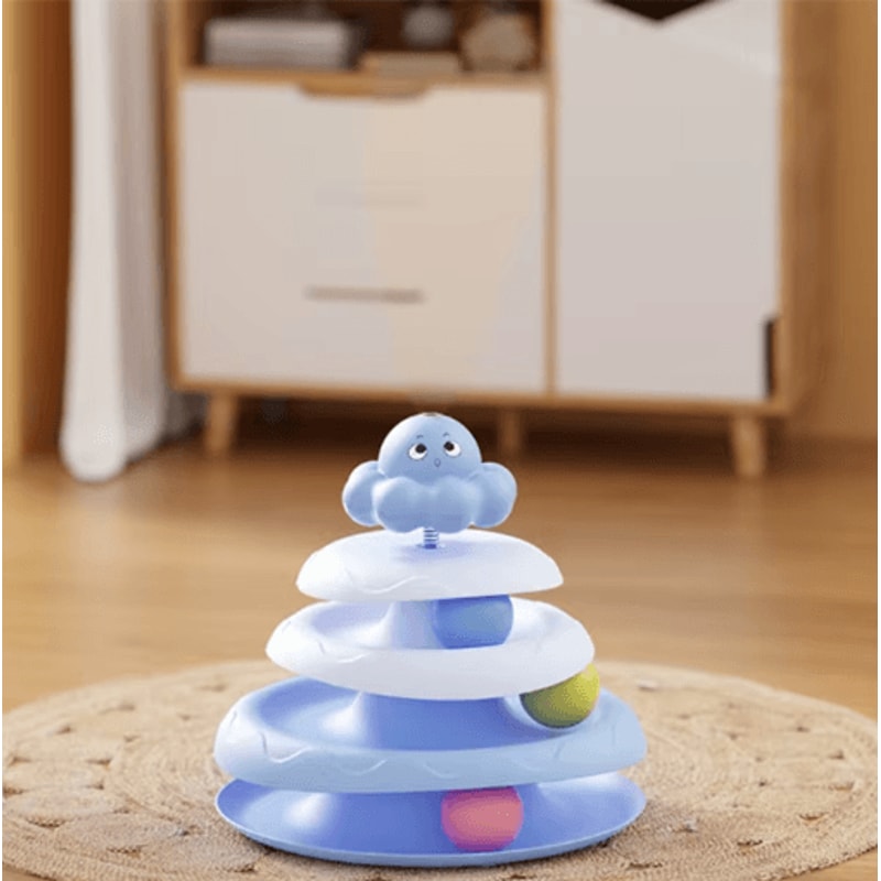 Octopus Cat Turntable Toy 3Layer Interactive Track Ball Puzzle With Teaser Wand 3