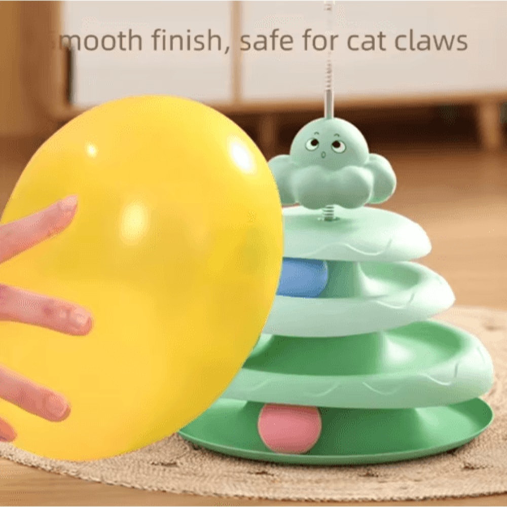 Octopus Cat Turntable Toy 3Layer Interactive Track Ball Puzzle With Teaser Wand 10