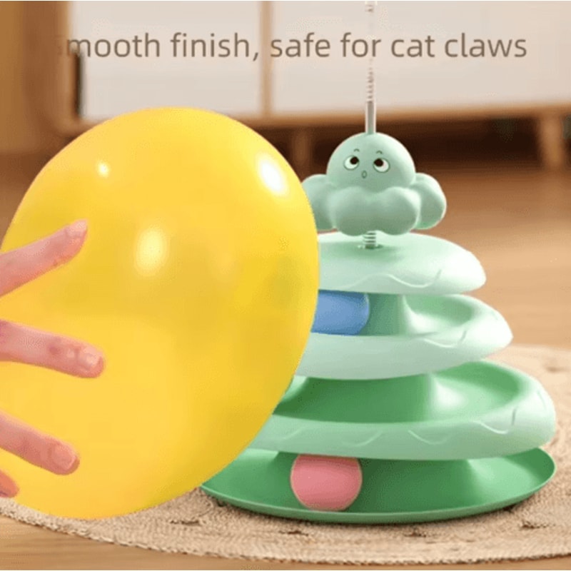 Octopus Cat Turntable Toy 3Layer Interactive Track Ball Puzzle With Teaser Wand 10