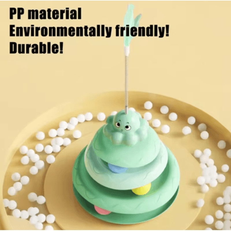 Octopus Cat Turntable Toy 3Layer Interactive Track Ball Puzzle With Teaser Wand 11