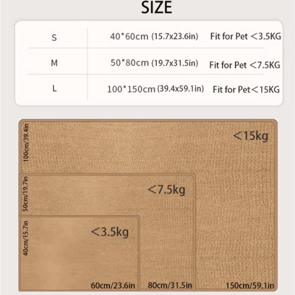 Large NonSlip Cat Scratching Mat Furniture Protector Cat Scratch Carpet 7