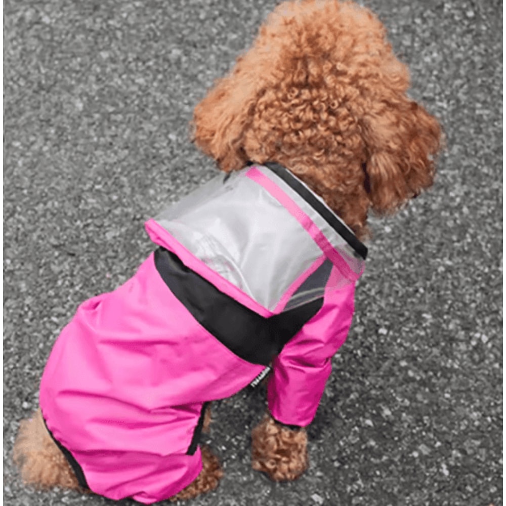 Transparent Hooded Pet Raincoat Waterproof Jumpsuit For Dogs Cats 1