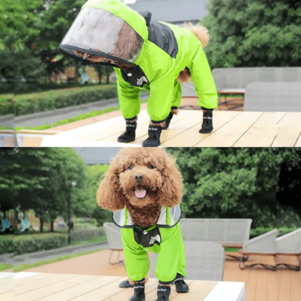 Transparent Hooded Pet Raincoat Waterproof Jumpsuit For Dogs Cats 5