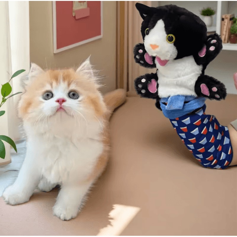 Interactive Wrestling Cat Puppet Toy Poseable Plush Animal For Indoor Play 4