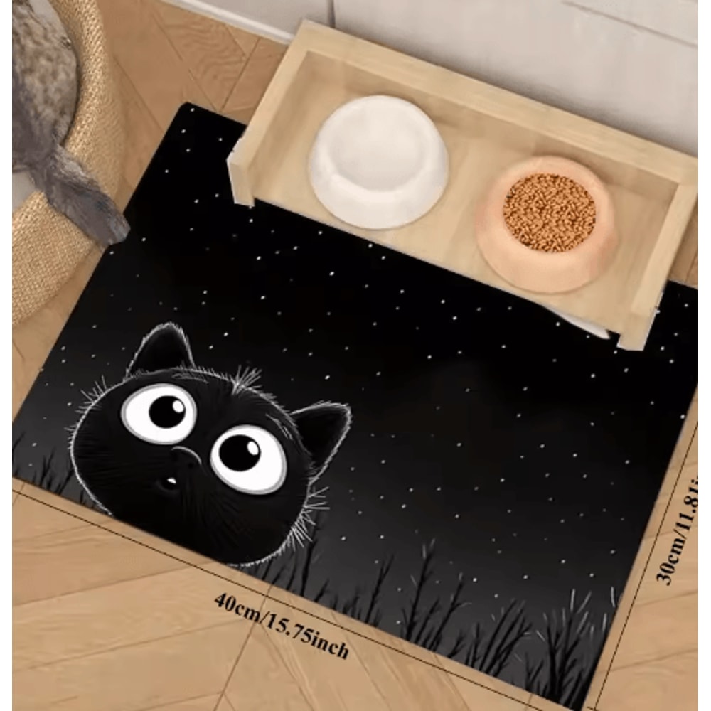 NonSlip Cat Pattern Pet Feeding Mat Waterproof Leakproof Food Water Bowl Placemat 2