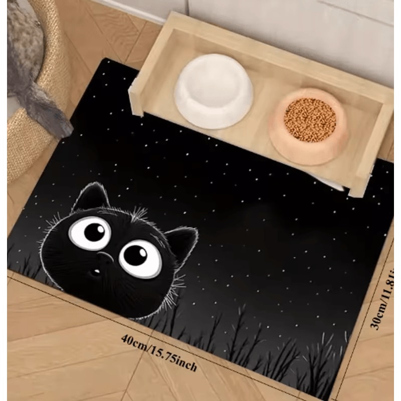 NonSlip Cat Pattern Pet Feeding Mat Waterproof Leakproof Food Water Bowl Placemat 2