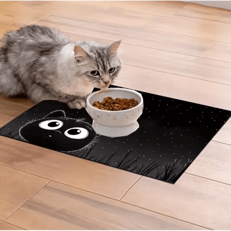 NonSlip Cat Pattern Pet Feeding Mat Waterproof Leakproof Food Water Bowl Placemat 4