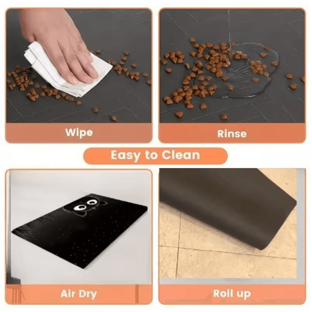 NonSlip Cat Pattern Pet Feeding Mat Waterproof Leakproof Food Water Bowl Placemat 5