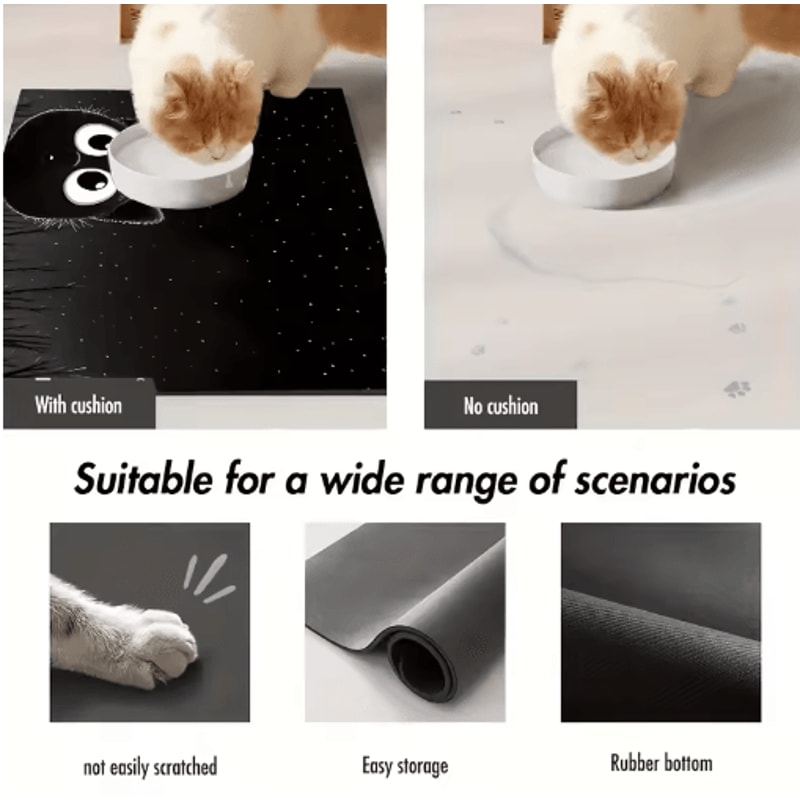NonSlip Cat Pattern Pet Feeding Mat Waterproof Leakproof Food Water Bowl Placemat 6
