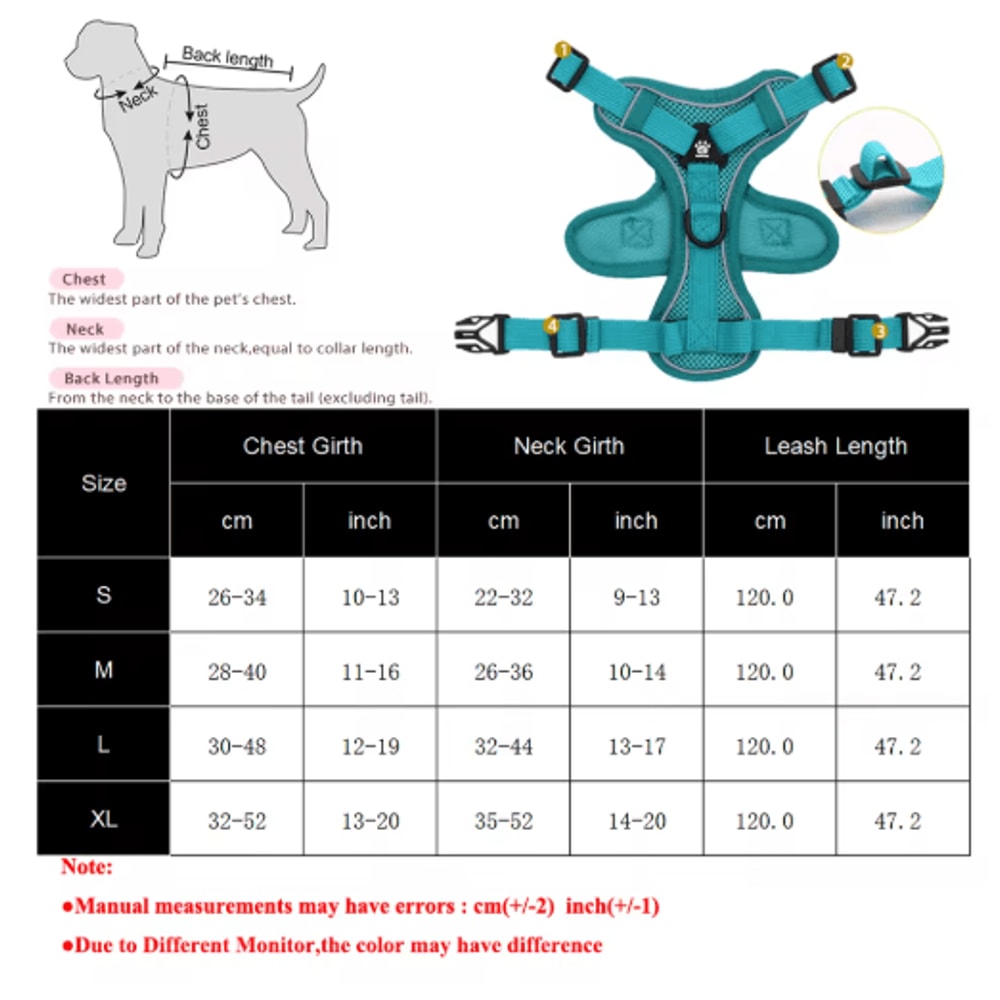 Reflective Pet Harness Leash Set Breathable Vest For Small Medium Dogs And Cats 5