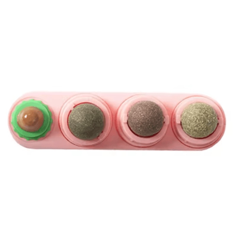 4in1 Rotating Catnip Silvervine Ball Toy WallMounted Dental Interactive Cat Treat Toy 1