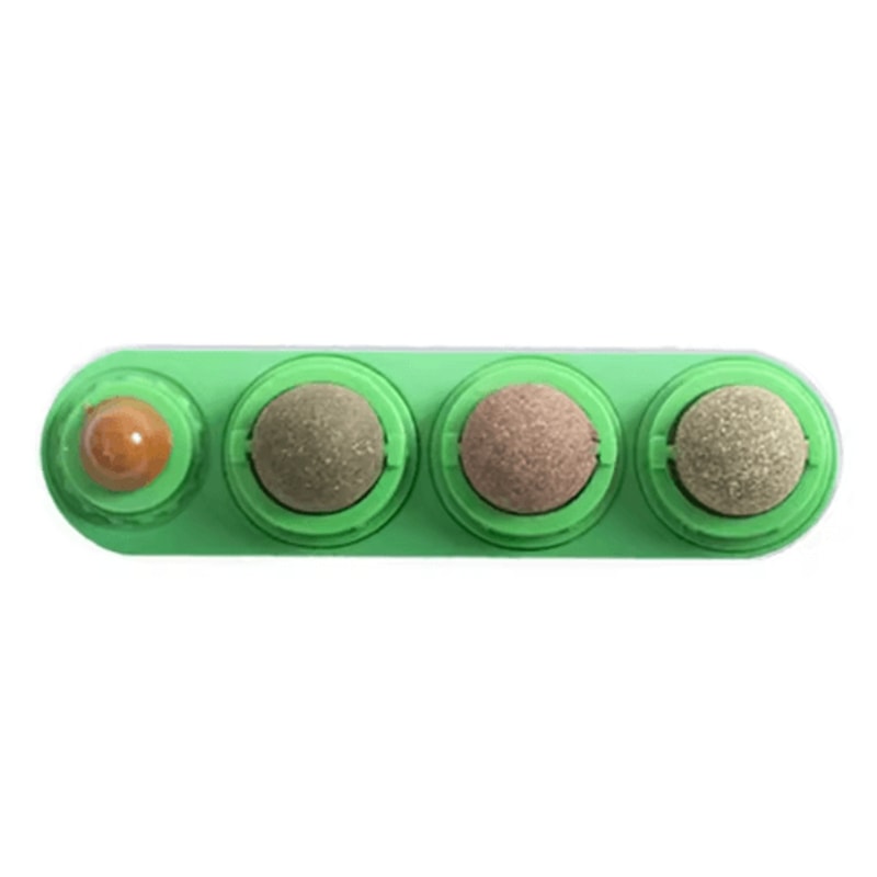 4in1 Rotating Catnip Silvervine Ball Toy WallMounted Dental Interactive Cat Treat Toy 4