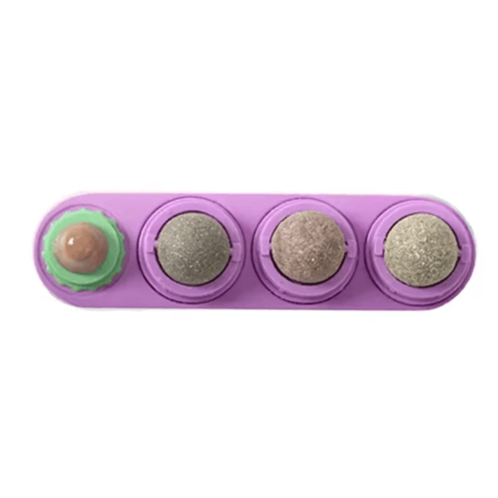 4in1 Rotating Catnip Silvervine Ball Toy WallMounted Dental Interactive Cat Treat Toy 6