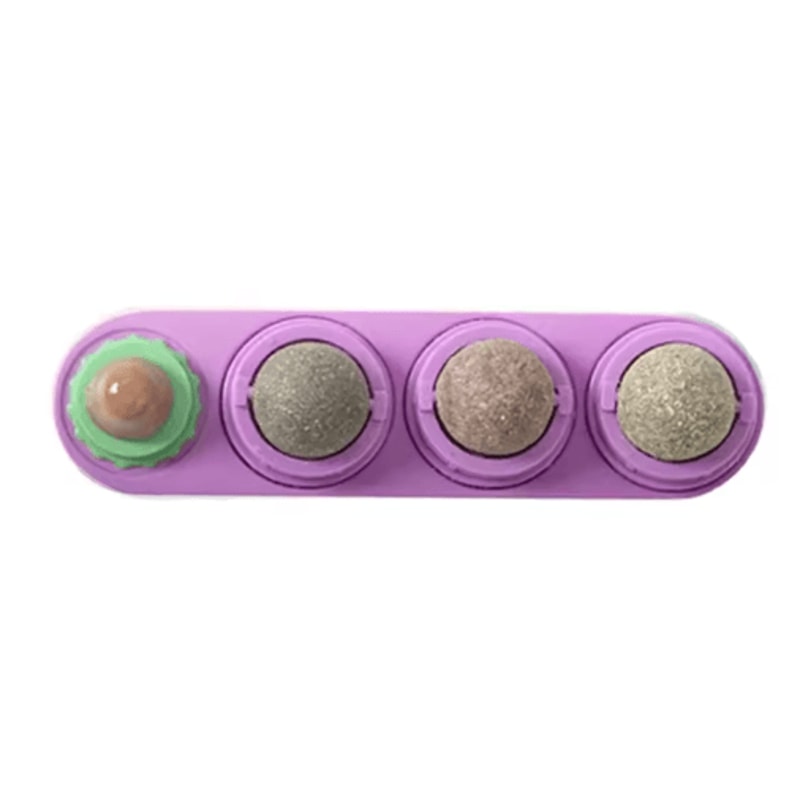 4in1 Rotating Catnip Silvervine Ball Toy WallMounted Dental Interactive Cat Treat Toy 6