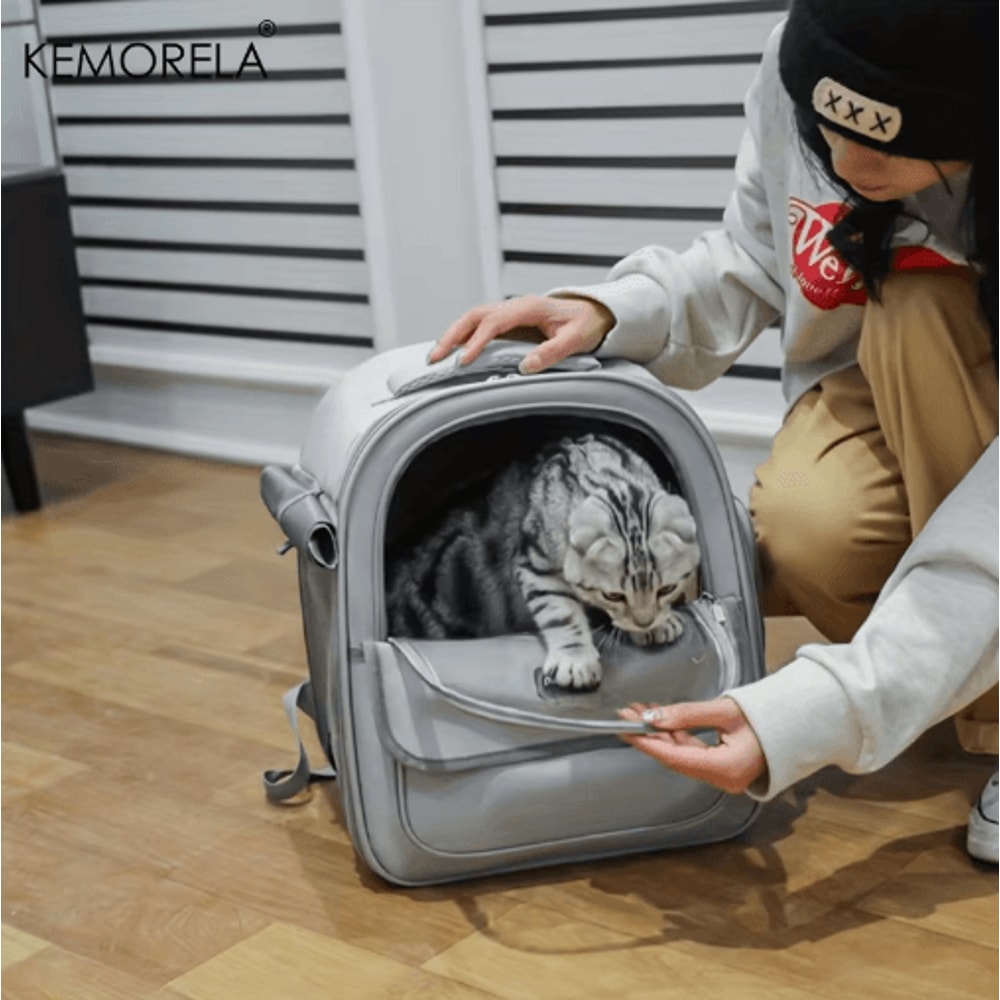Large Capacity Foldable Pet Carrier Backpack Breathable Travel Backpack For Cats Dogs 8