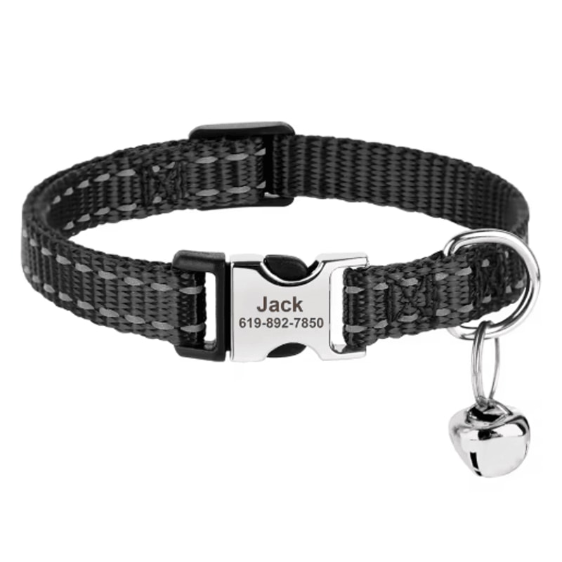 Customized Reflective Nylon Pet Collar Adjustable ID Collar For Cats Puppies Small Dogs 5