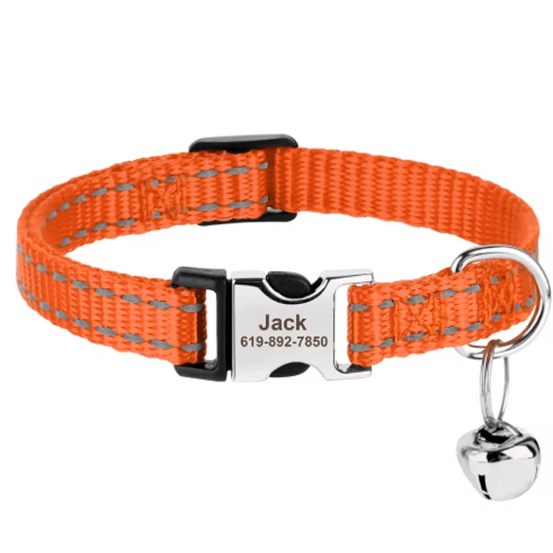 Customized Reflective Nylon Pet Collar Adjustable ID Collar For Cats Puppies Small Dogs 8