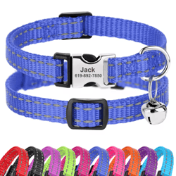 customized reflective nylon pet collar – adjustable id collar for cats, puppies & small dogs