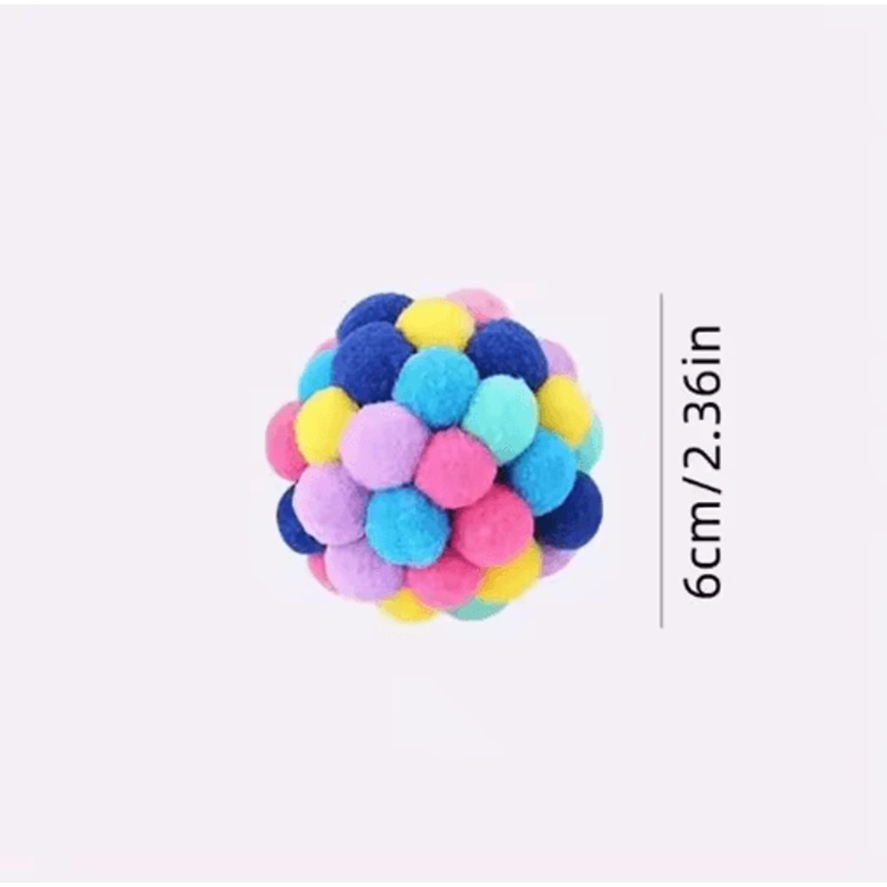 Colorful Plush Bell Ball Cat Toys Interactive Pom Pom Bouncy Balls For Cats 3