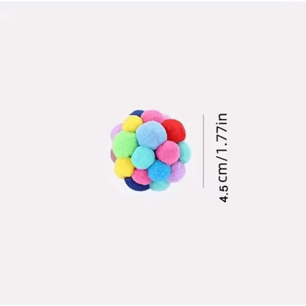Colorful Plush Bell Ball Cat Toys Interactive Pom Pom Bouncy Balls For Cats 4