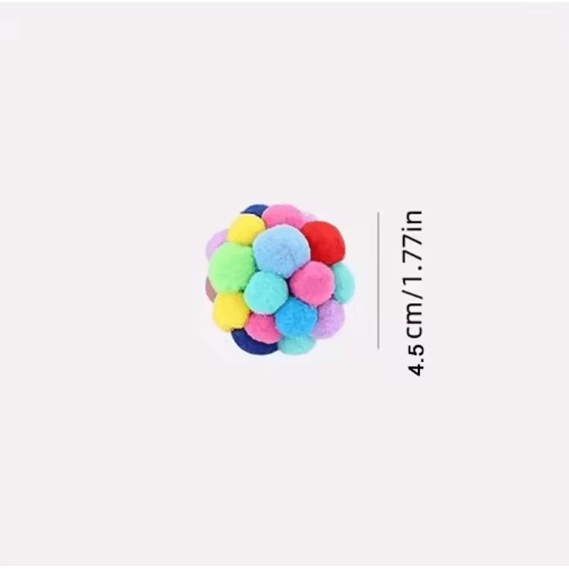 Colorful Plush Bell Ball Cat Toys Interactive Pom Pom Bouncy Balls For Cats 4