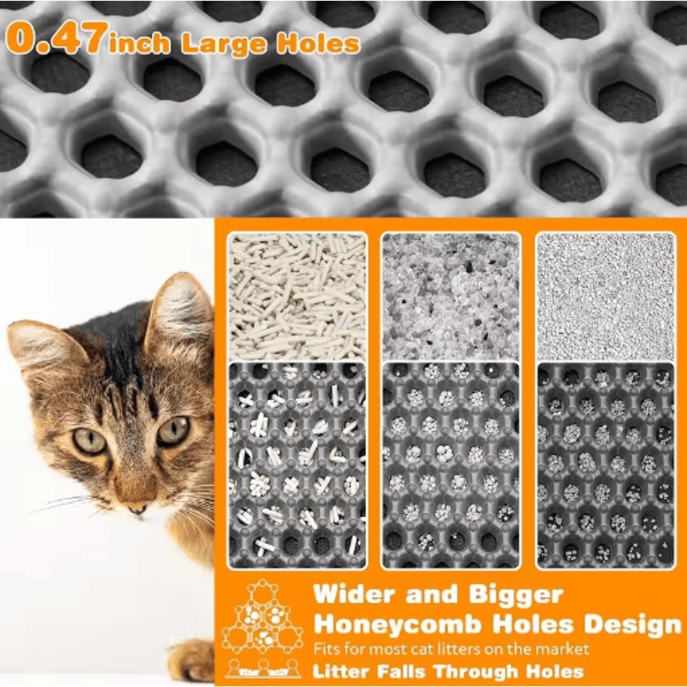 Large DoubleLayer Cat Litter Mat Waterproof NonSlip Litter Trapping Pad 6
