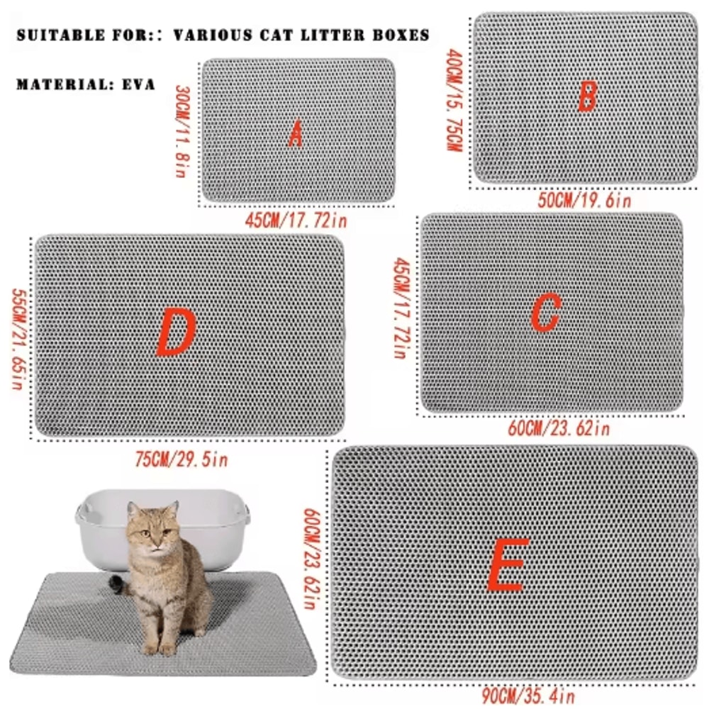 Large DoubleLayer Cat Litter Mat Waterproof NonSlip Litter Trapping Pad 7