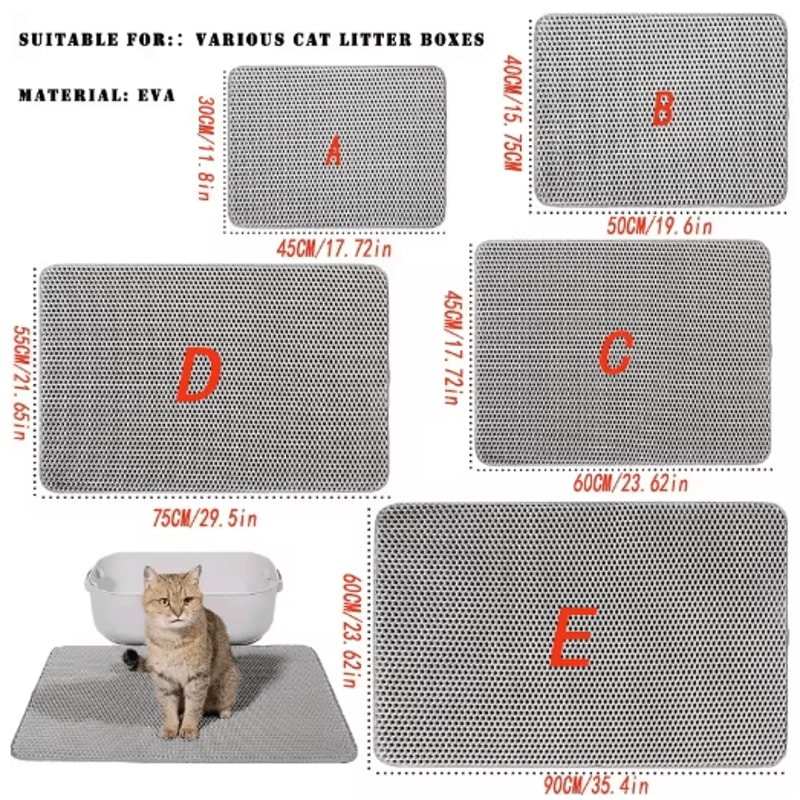 Large DoubleLayer Cat Litter Mat Waterproof NonSlip Litter Trapping Pad 7