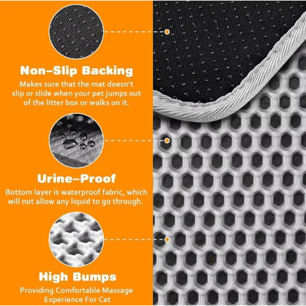 Large DoubleLayer Cat Litter Mat Waterproof NonSlip Litter Trapping Pad 8