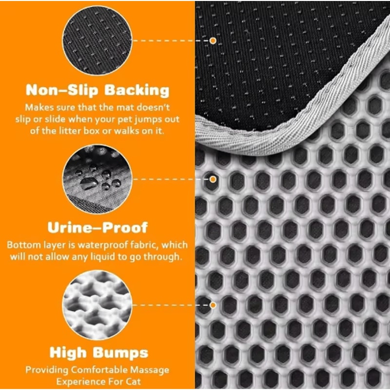 Large DoubleLayer Cat Litter Mat Waterproof NonSlip Litter Trapping Pad 8