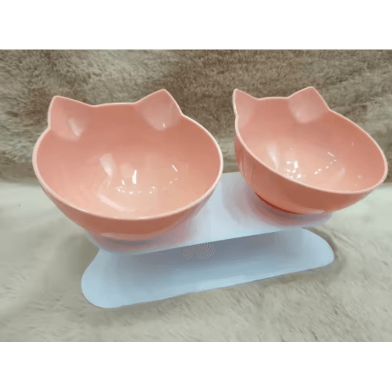 NonSlip Double Elevated Cat Bowl Set Inclined Food Water Feeder For Cats And Small Dogs 3