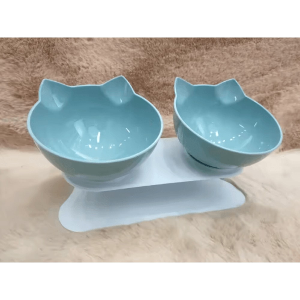 NonSlip Double Elevated Cat Bowl Set Inclined Food Water Feeder For Cats And Small Dogs 4