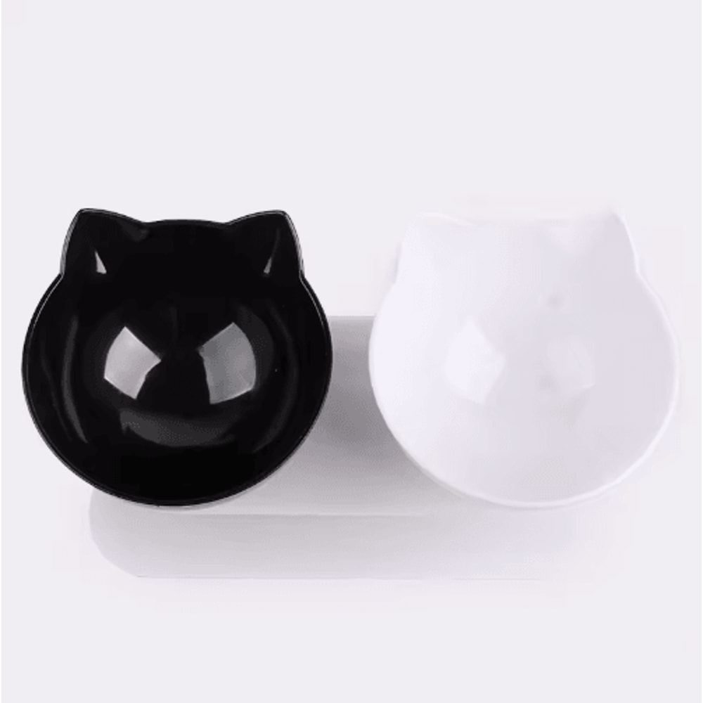 NonSlip Double Elevated Cat Bowl Set Inclined Food Water Feeder For Cats And Small Dogs 16
