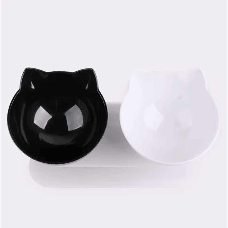 NonSlip Double Elevated Cat Bowl Set Inclined Food Water Feeder For Cats And Small Dogs 16
