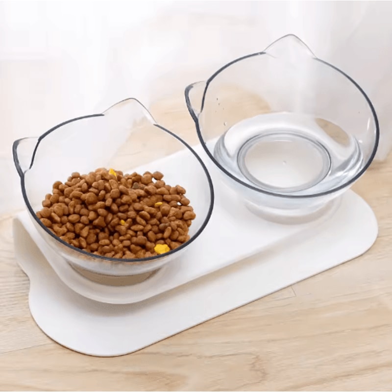 NonSlip Double Elevated Cat Bowl Set Inclined Food Water Feeder For Cats And Small Dogs 18