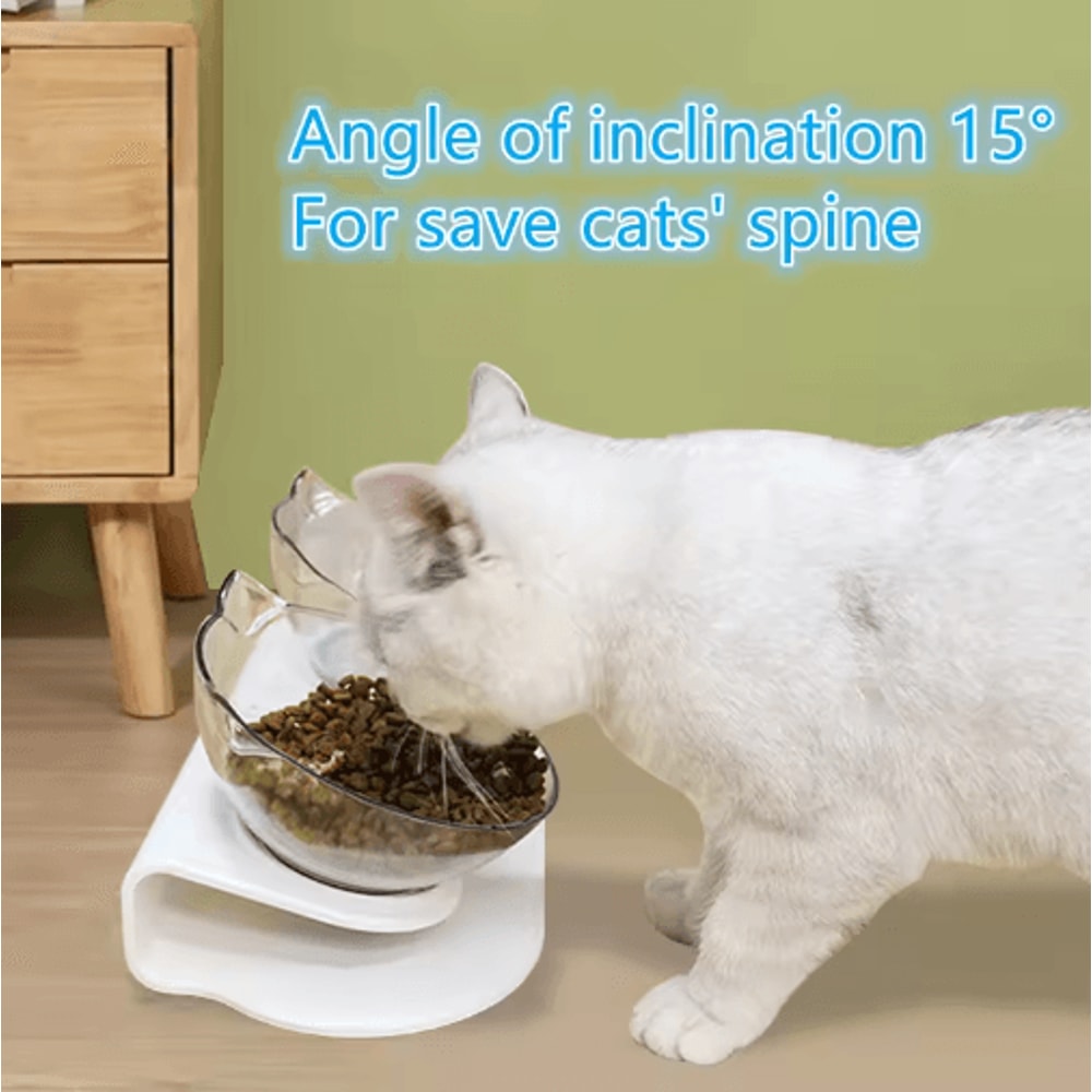 NonSlip Double Elevated Cat Bowl Set Inclined Food Water Feeder For Cats And Small Dogs 0