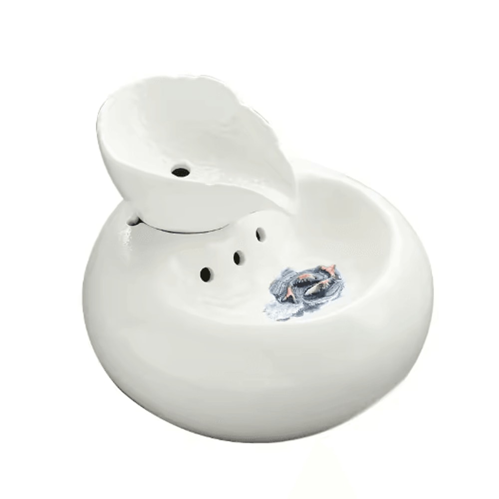 Ceramic Automatic Cat Water Fountain Leaf Design Circulating Filter Water Dispenser 1