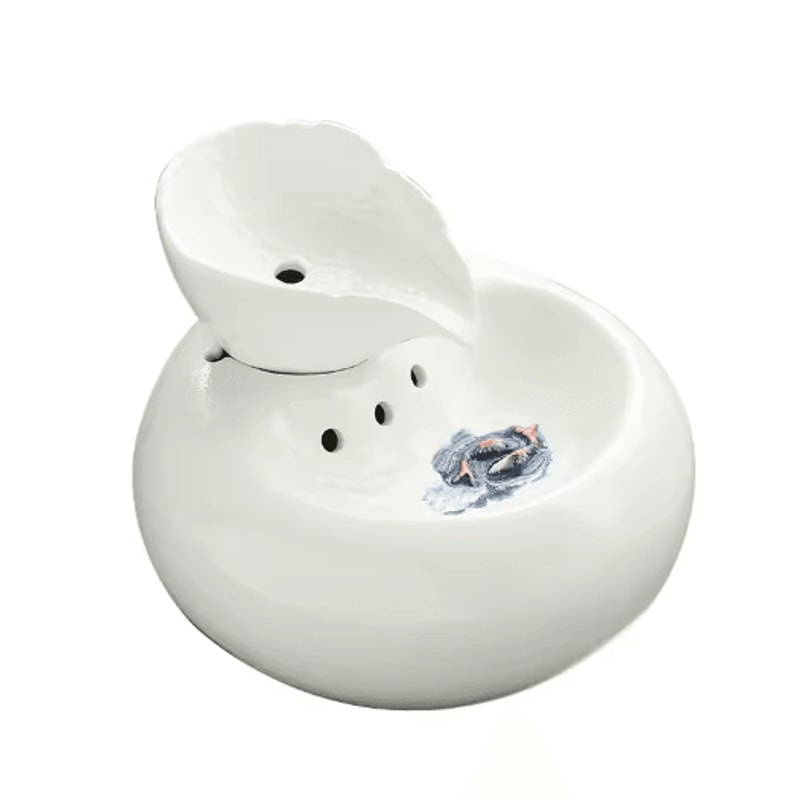 Ceramic Automatic Cat Water Fountain Leaf Design Circulating Filter Water Dispenser 1