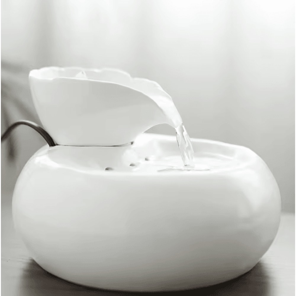 Ceramic Automatic Cat Water Fountain Leaf Design Circulating Filter Water Dispenser 2