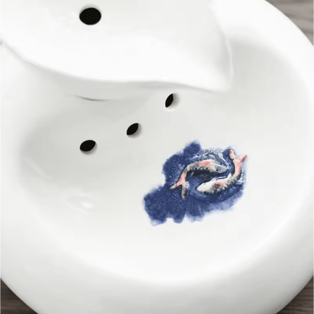 Ceramic Automatic Cat Water Fountain Leaf Design Circulating Filter Water Dispenser 4